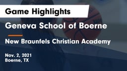 Geneva School of Boerne vs New Braunfels Christian Academy Game Highlights - Nov. 2, 2021