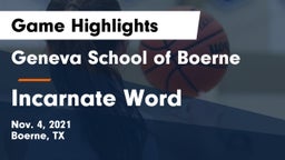 Geneva School of Boerne vs Incarnate Word  Game Highlights - Nov. 4, 2021