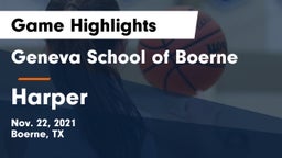 Geneva School of Boerne vs Harper  Game Highlights - Nov. 22, 2021