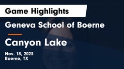 Geneva School of Boerne vs Canyon Lake  Game Highlights - Nov. 18, 2023