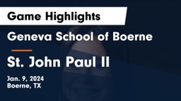 Geneva School of Boerne vs St. John Paul II  Game Highlights - Jan. 9, 2024