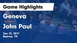 Geneva  vs John Paul Game Highlights - Jan 13, 2017