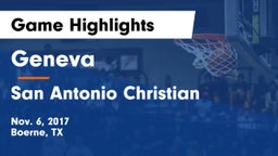 Geneva  vs San Antonio Christian  Game Highlights - Nov. 6, 2017