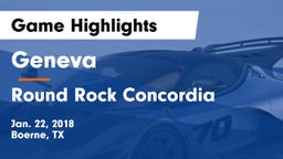 Geneva  vs  Round Rock Concordia Game Highlights - Jan. 22, 2018