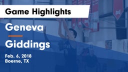 Geneva  vs Giddings  Game Highlights - Feb. 6, 2018