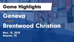 Geneva  vs Brentwood Christian  Game Highlights - Nov. 15, 2018