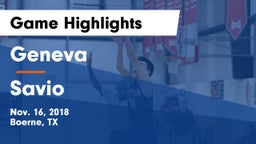 Geneva  vs Savio Game Highlights - Nov. 16, 2018