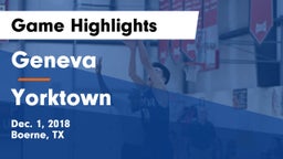 Geneva  vs Yorktown Game Highlights - Dec. 1, 2018