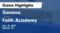 Geneva  vs Faith Academy Game Highlights - Jan. 18, 2019