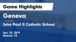 Geneva  vs John Paul II Catholic School Game Highlights - Jan. 22, 2019