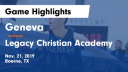 Geneva  vs Legacy Christian Academy  Game Highlights - Nov. 21, 2019