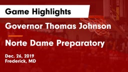 Governor Thomas Johnson  vs Norte Dame Preparatory Game Highlights - Dec. 26, 2019