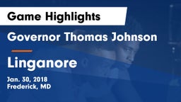 Governor Thomas Johnson  vs Linganore  Game Highlights - Jan. 30, 2018