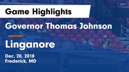Governor Thomas Johnson  vs Linganore  Game Highlights - Dec. 20, 2018
