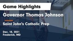 Governor Thomas Johnson  vs Saint John's Catholic Prep Game Highlights - Dec. 18, 2021