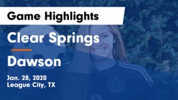 Clear Springs  vs Dawson  Game Highlights - Jan. 28, 2020