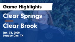 Clear Springs  vs Clear Brook  Game Highlights - Jan. 31, 2020