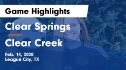 Clear Springs  vs Clear Creek  Game Highlights - Feb. 14, 2020