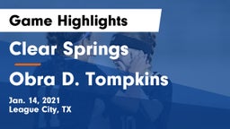 Clear Springs  vs Obra D. Tompkins  Game Highlights - Jan. 14, 2021