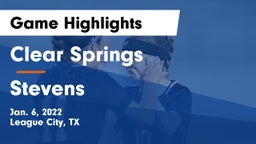 Clear Springs  vs Stevens  Game Highlights - Jan. 6, 2022
