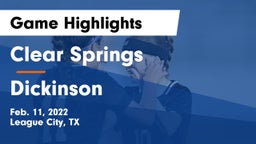 Clear Springs  vs Dickinson  Game Highlights - Feb. 11, 2022