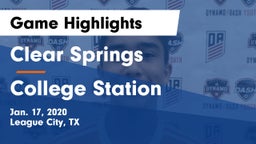 Clear Springs  vs College Station  Game Highlights - Jan. 17, 2020