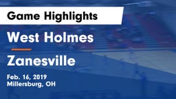 West Holmes  vs Zanesville  Game Highlights - Feb. 16, 2019