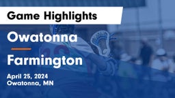 Owatonna  vs Farmington  Game Highlights - April 25, 2024