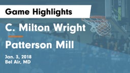 C. Milton Wright  vs Patterson Mill  Game Highlights - Jan. 3, 2018