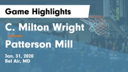C. Milton Wright  vs Patterson Mill  Game Highlights - Jan. 31, 2020
