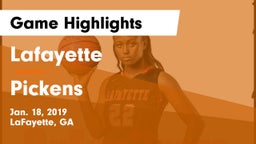 Lafayette  vs Pickens Game Highlights - Jan. 18, 2019