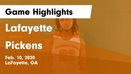 Lafayette  vs Pickens Game Highlights - Feb. 10, 2020