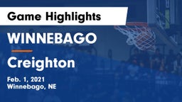 WINNEBAGO vs Creighton  Game Highlights - Feb. 1, 2021