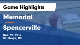 Memorial  vs Spencerville  Game Highlights - Dec. 20, 2019