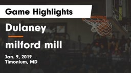 Dulaney  vs milford mill Game Highlights - Jan. 9, 2019