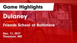 Dulaney  vs Friends School of Baltimore Game Highlights - Dec. 11, 2017