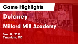 Dulaney  vs Milford Mill Academy  Game Highlights - Jan. 10, 2018