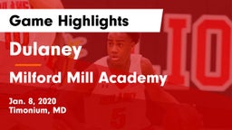 Dulaney  vs Milford Mill Academy  Game Highlights - Jan. 8, 2020