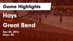 Hays  vs Great Bend Game Highlights - Dec 03, 2016