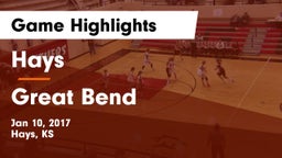 Hays  vs Great Bend  Game Highlights - Jan 10, 2017