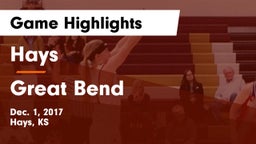 Hays  vs Great Bend  Game Highlights - Dec. 1, 2017