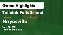 Tallulah Falls School vs Hayesville Game Highlights - Jan. 22, 2022
