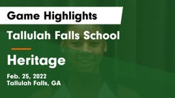 Tallulah Falls School vs Heritage  Game Highlights - Feb. 25, 2022