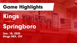 Kings  vs Springboro  Game Highlights - Jan. 18, 2020