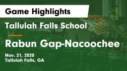 Tallulah Falls School vs Rabun Gap-Nacoochee  Game Highlights - Nov. 21, 2020