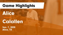 Alice  vs Calallen  Game Highlights - Jan. 7, 2020