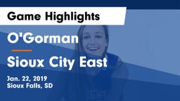 O'Gorman  vs Sioux City East  Game Highlights - Jan. 22, 2019