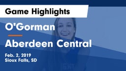 O'Gorman  vs Aberdeen Central  Game Highlights - Feb. 2, 2019