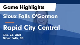 Sioux Falls O'Gorman  vs Rapid City Central  Game Highlights - Jan. 24, 2020