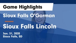 Sioux Falls O'Gorman  vs Sioux Falls Lincoln  Game Highlights - Jan. 31, 2020